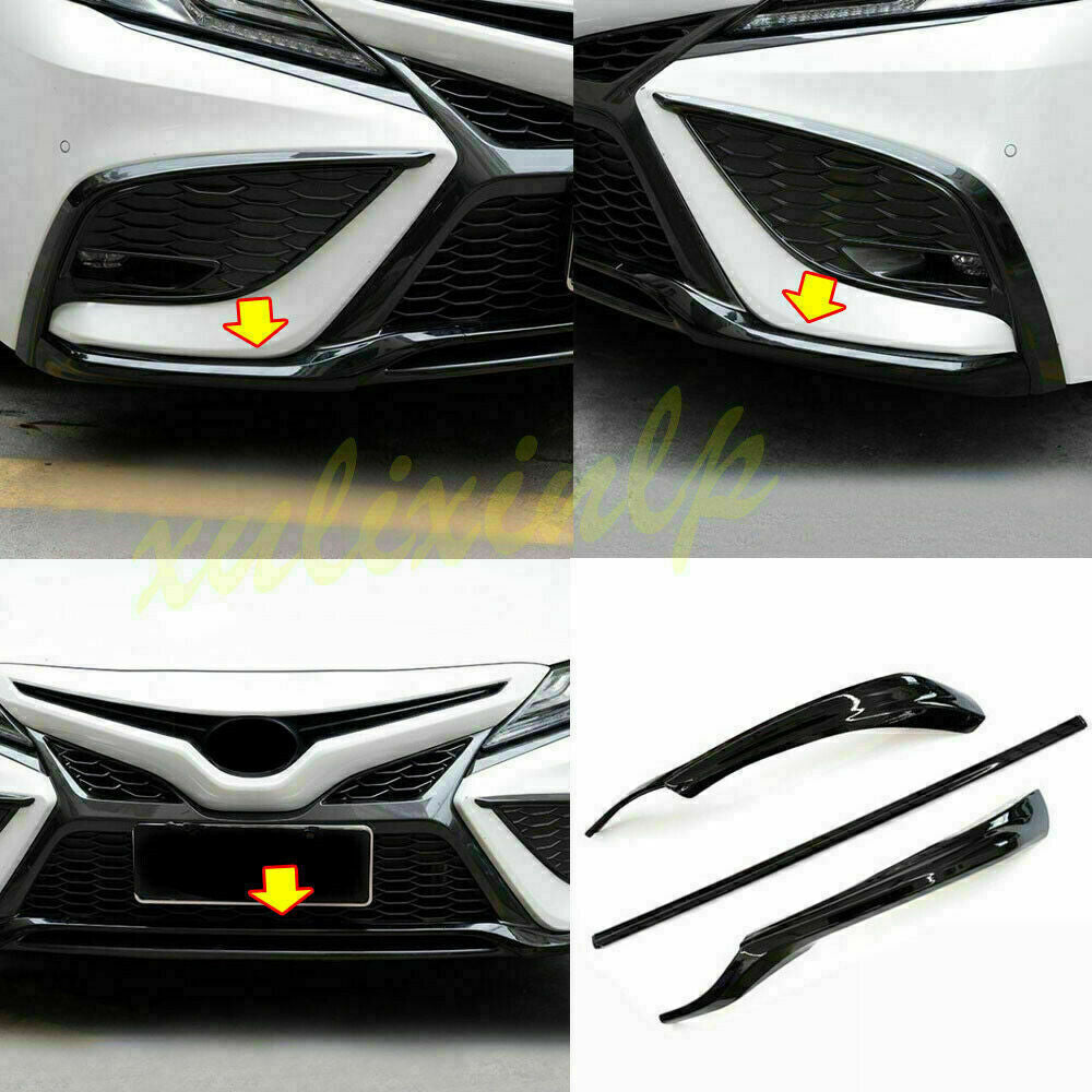 For 2021-2023 for Toyota for Camry SE XSE Piano Black Front Bumper Moulding Cover Bottom