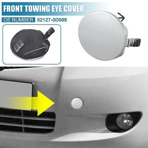 52127-0D908 Front bumper tow hook cover for Toyota Yaris 4Door 06-13 Silver Tonnage