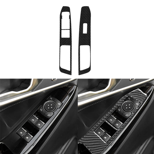 2X Carbon Fiber Front Lift Switch Panel Cover Trim for Ford Explorer 2020-2023
