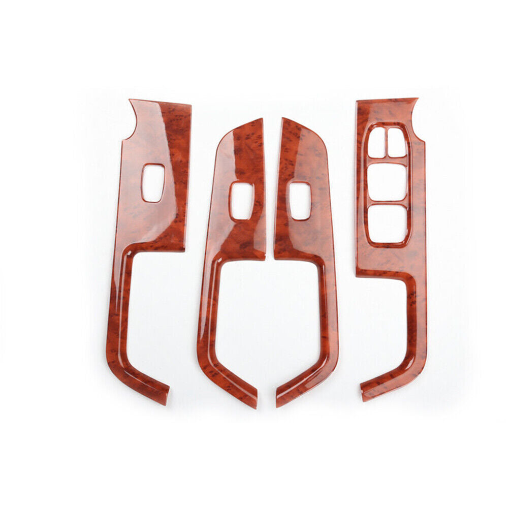 Glass Window Lifting Lock Panel Trim 4PCS for Hyundai IX25 2015-2019 Brown Wood