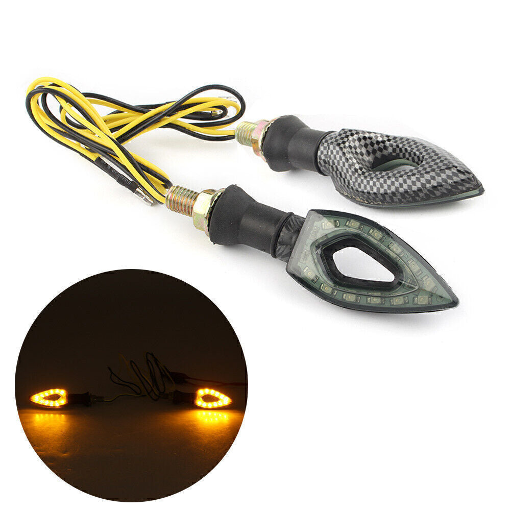 Pair 12V LED Turn Signal Indicator Blinker Amber Light Lamps Snake Universal