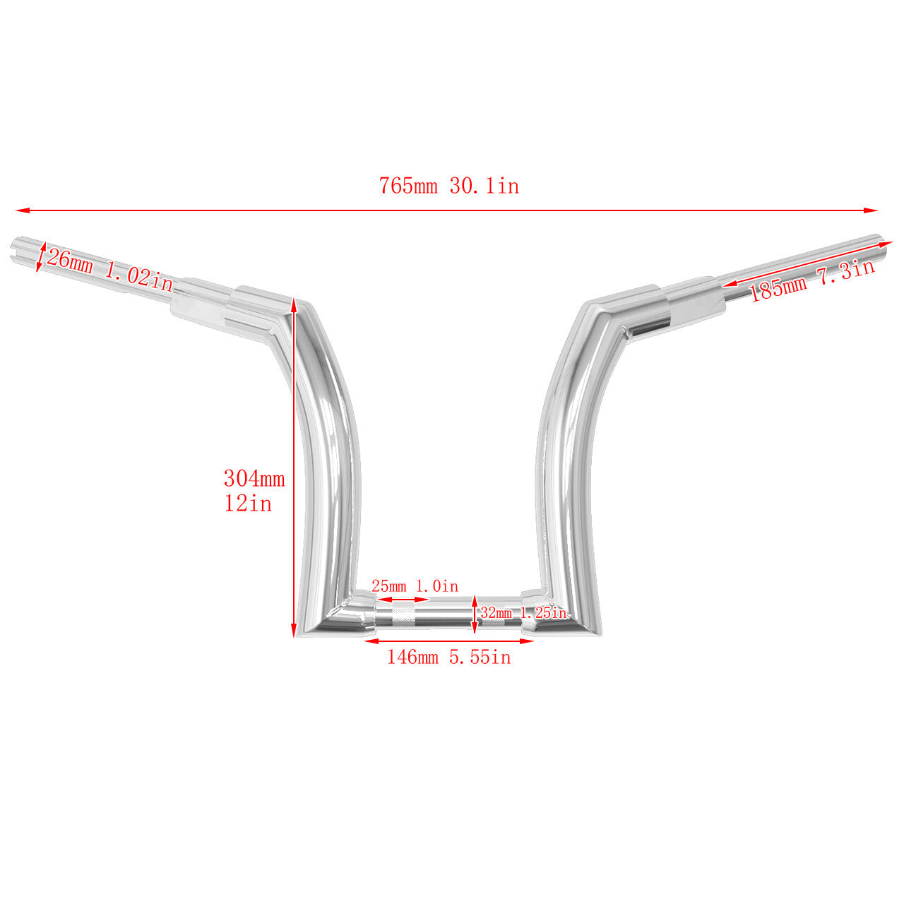Chrome 12 Ape Hanger Handlebar 1.25Riser for Harley Road King Road Glide 14-23