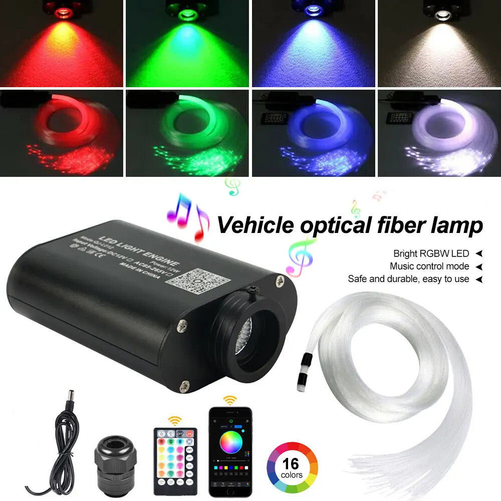Car 12v RGBW LED Fiber Optic Star Ceiling Light 300pc0.75MM2M APP Ambient lamp