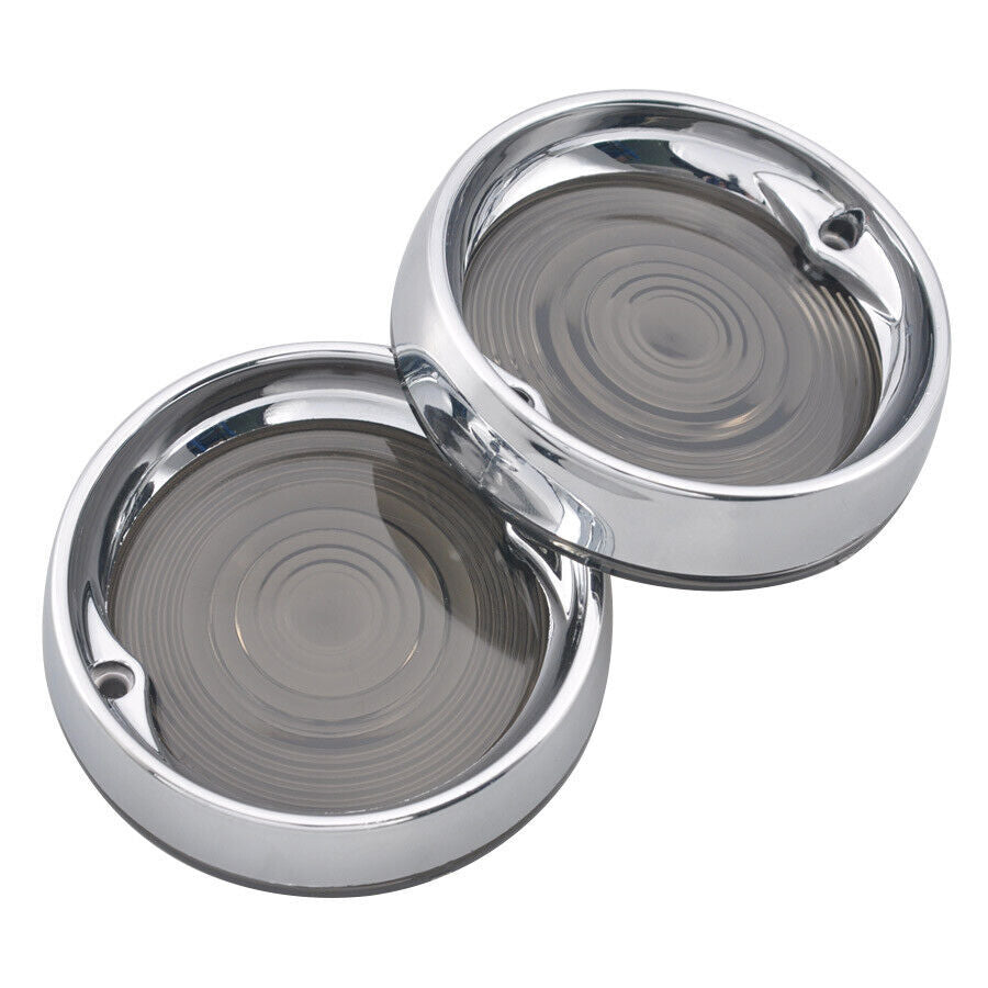 Flat Turn Signal Light Lens Cover 3 1/4Bezels Visor Rings for Harley 1986-later