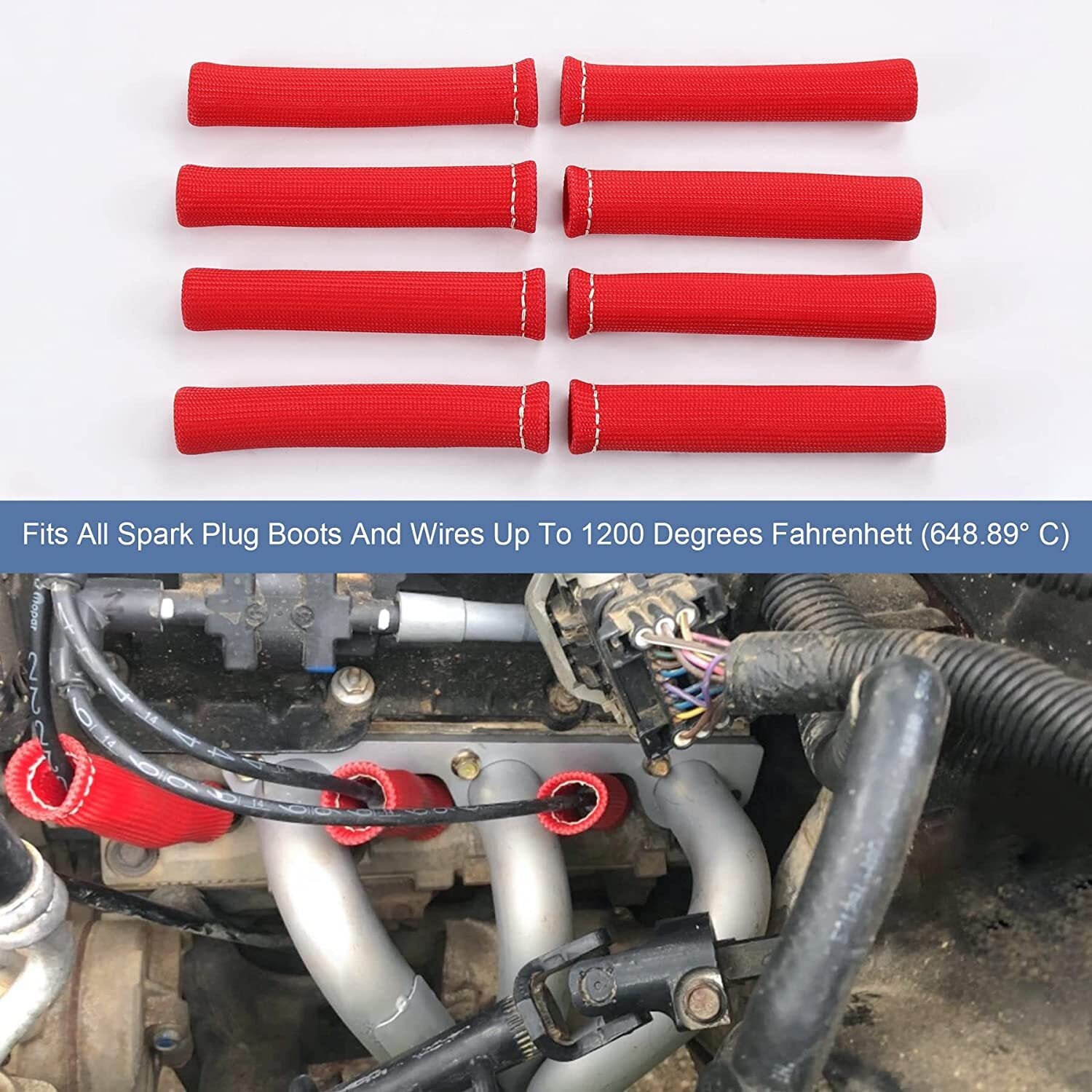 8-Pack Red 2500¡ã 6-inch Spark Plug Line Shoe Protector Heat Insulator