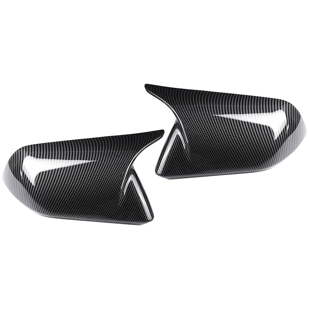 Horn Style Rearview Side Mirror Cover Carbon Fiber Black for Mustang 2015-2022