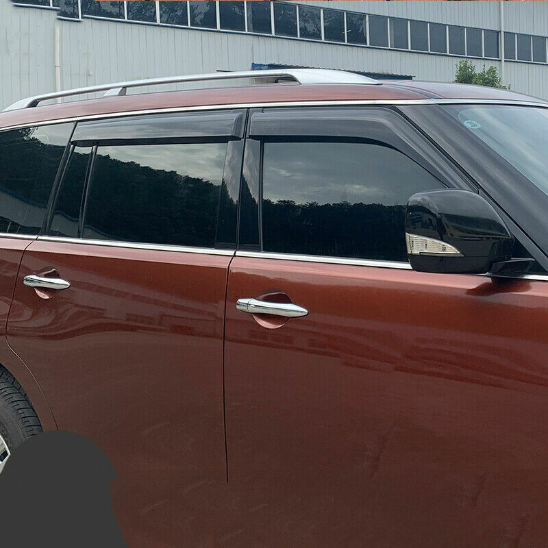 6P Black Car Window Visor Vent Shades Sun Rain Guard for Nissan Armada 2017-2023