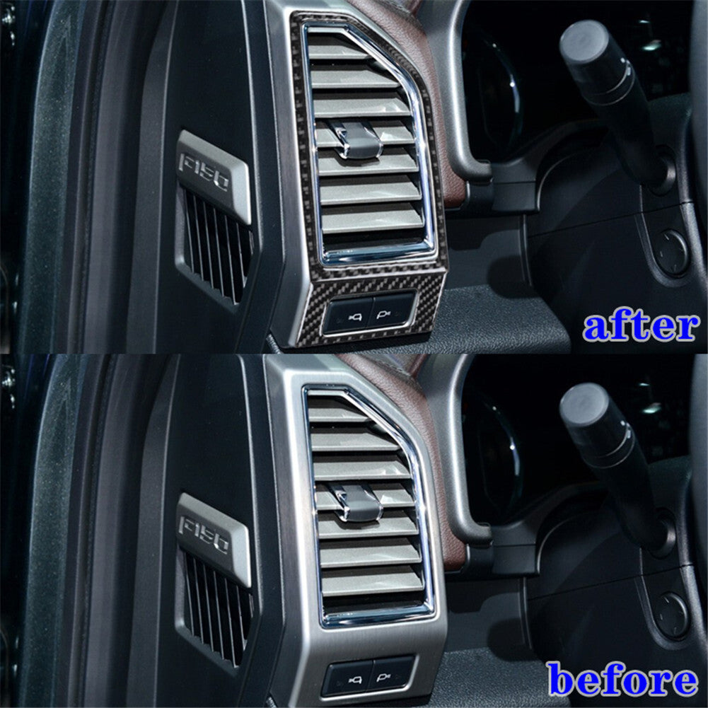 Carbon Fiber Interior Air Vent Outlet Panel Trim Cover for Ford F-150 2015-2017