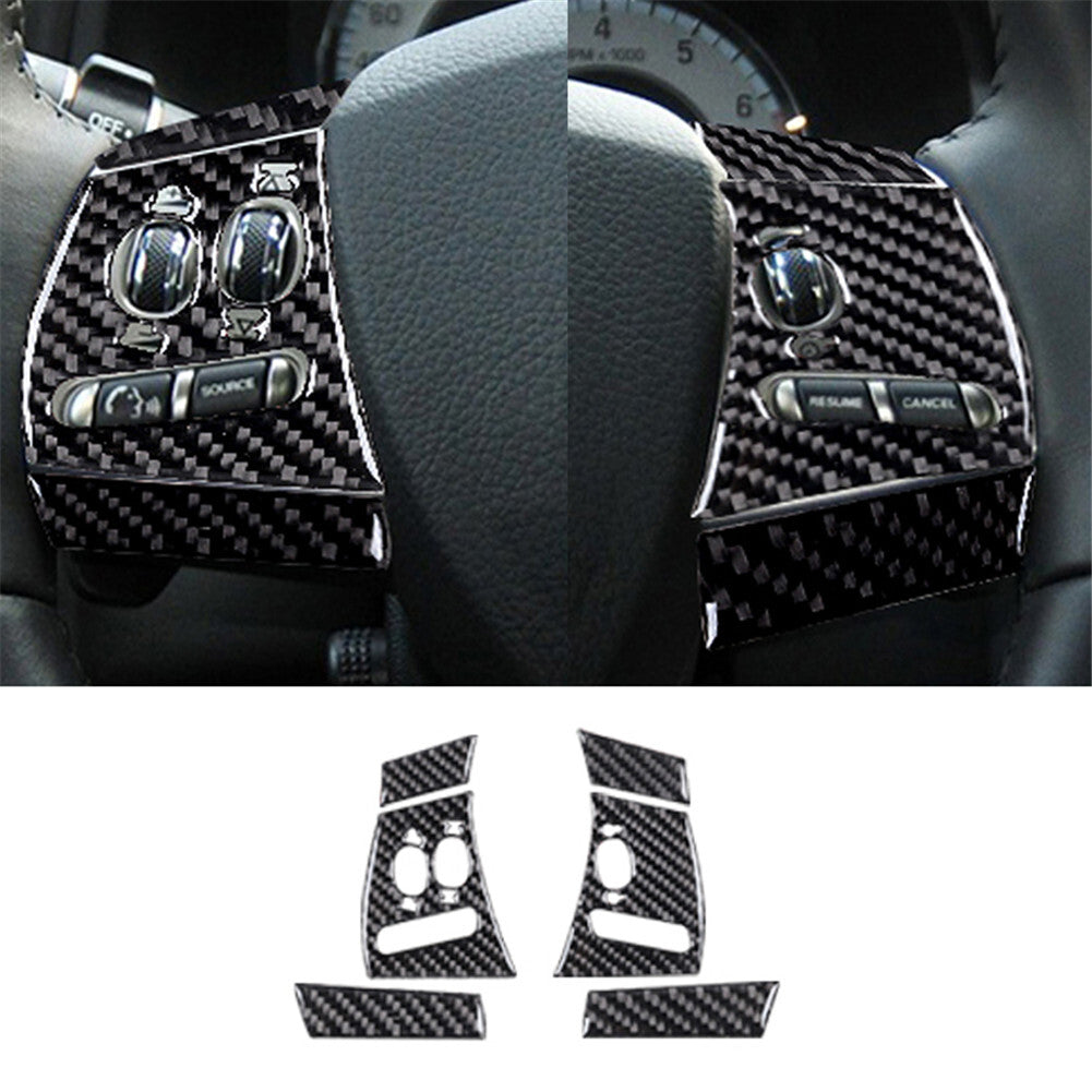 6x Steering Wheel Buttons Panel Trim Cover Carbon Fiber for Jaguar XF 2009-20011