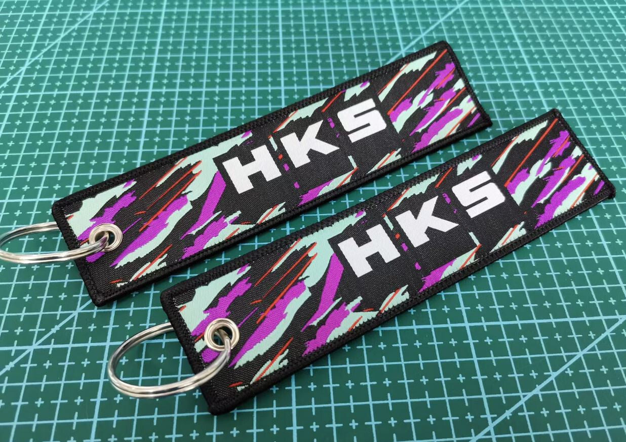 Car keychain/key ring embroidery car accessories HKS black for Mitsubishi