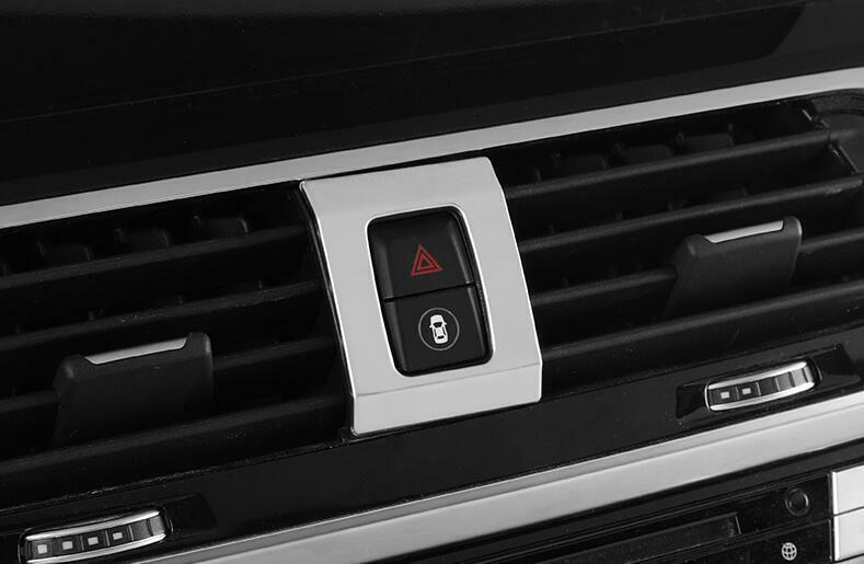 for BMW X3 X4 2018-2021 Silver Steel Console Emergency Light Switch Cover Decor