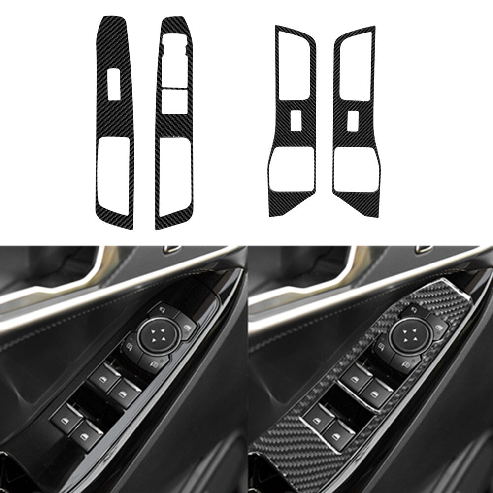 4Pcs Carbon Fiber Door Lift Switch Panel Cover Trim for Ford Explorer 2020-2023