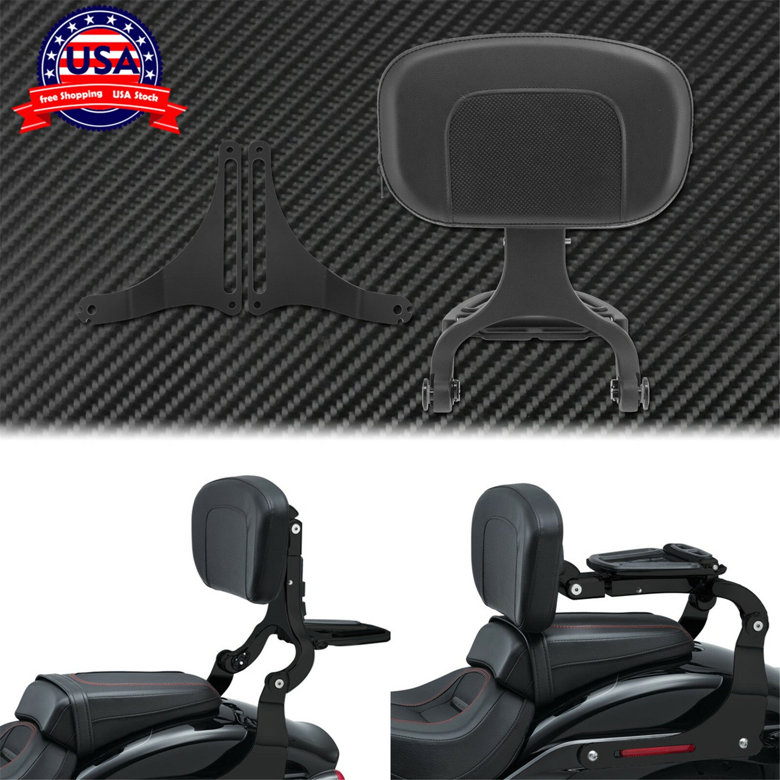 Adjustable Driver  Passenger Backrest Fit for Harley Softail Fatboy 2018-2022