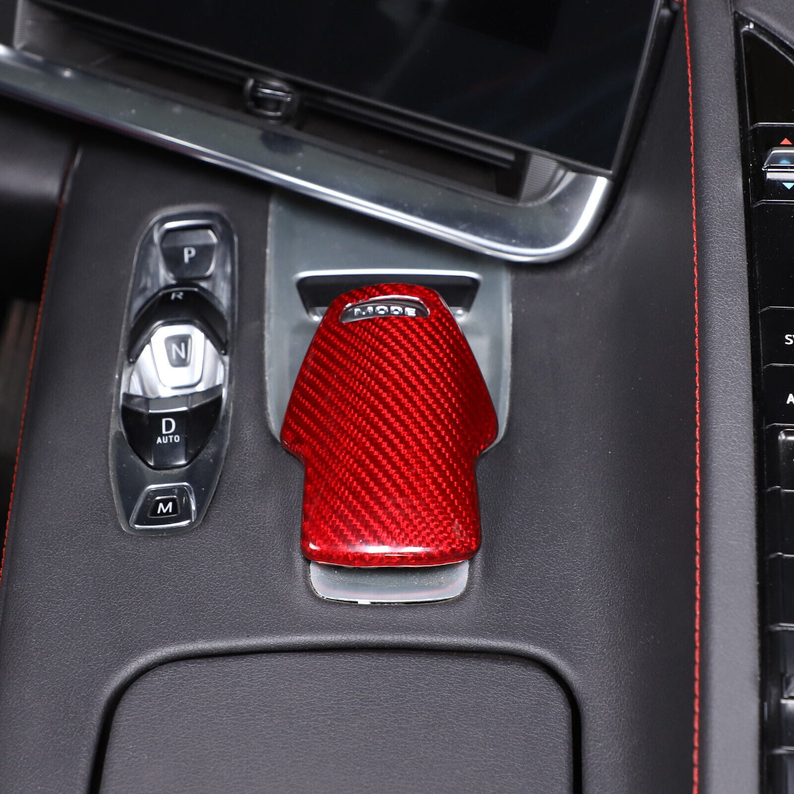 Red Carbon Fiber Console Sport Mode Knob Cover for Chevrolet for Corvette C8 2020-23