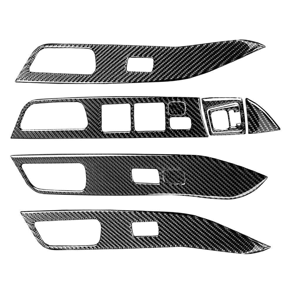 9x Carbon Fiber Window Lift Switch Panel Trim Fit for Mitsubishi Lancer EVO X 08-15