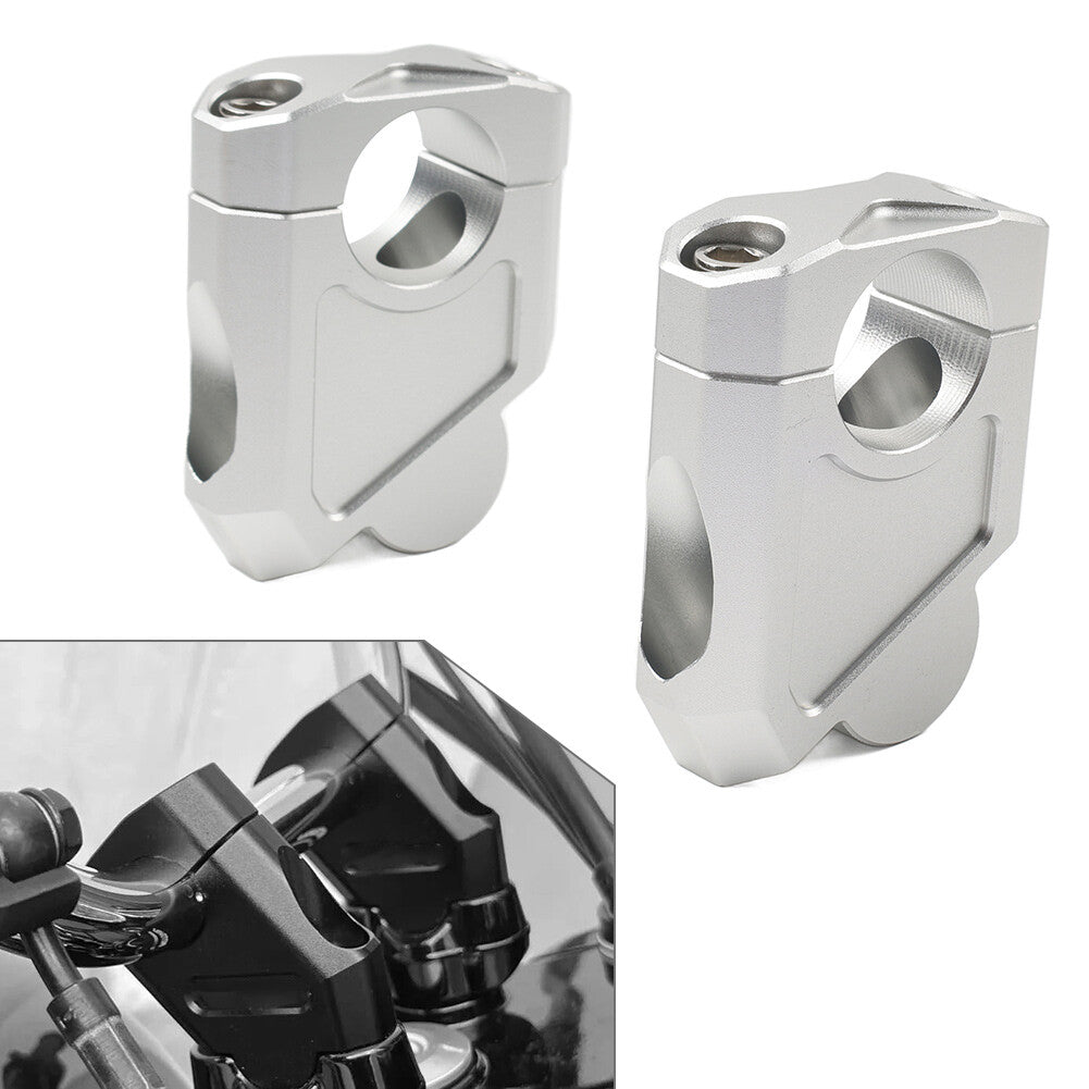 Silver Motorcycle 28mm 1 1/8 Handlebar Mount Clamp Riser fit for Suzuki for Kawasaki
