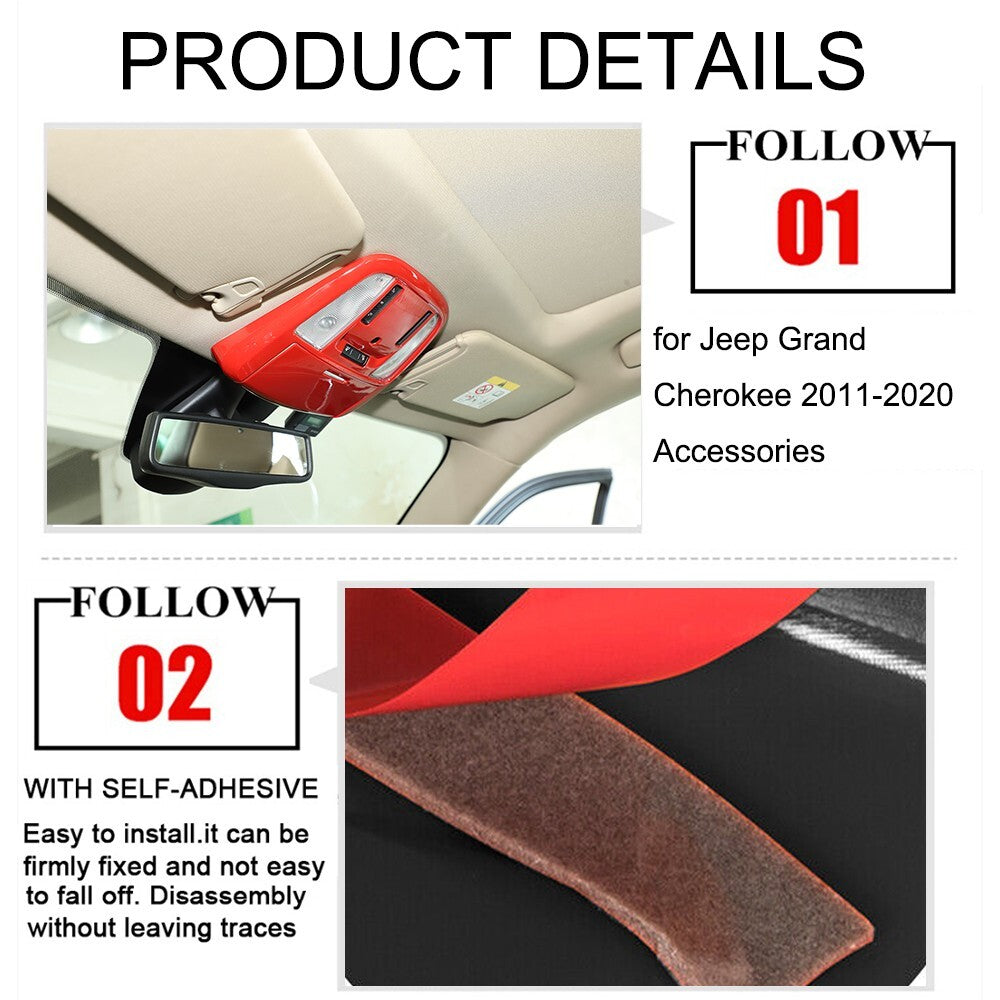 Red Front Reading Light Lamp Cover Trim Decor for Jeep Grand Cherokee 2011-2020