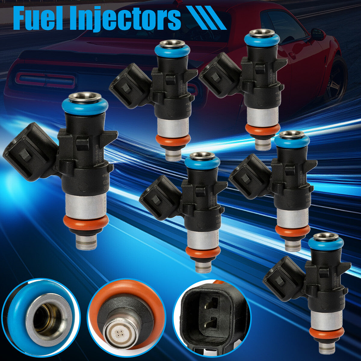 6-pack of new fuel injectors (0280158233) for 2011-2017 for Dodge Grand Caravan 3.6L V6