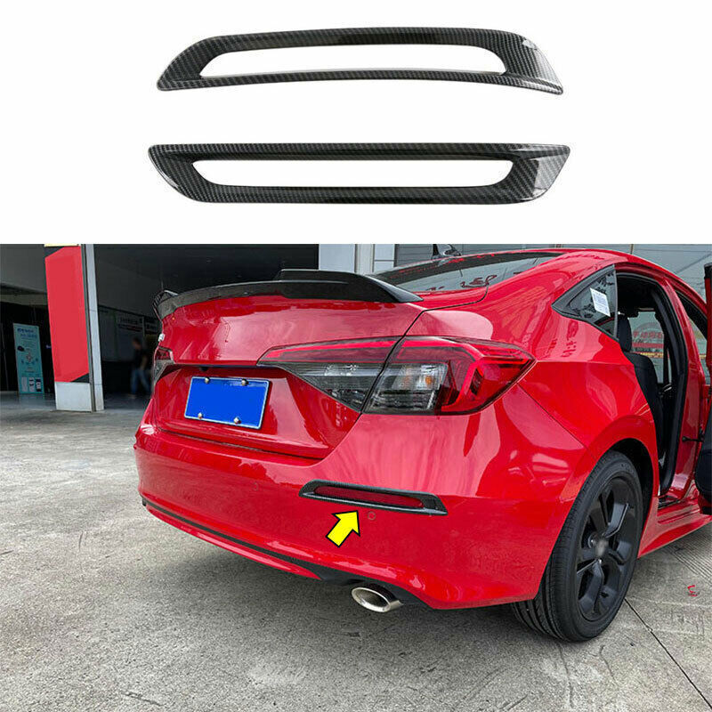 for Honda for Civic Sedan 22-24 Carbon Fiber Look Rear Fog Light Lamp Cover Trim 2X