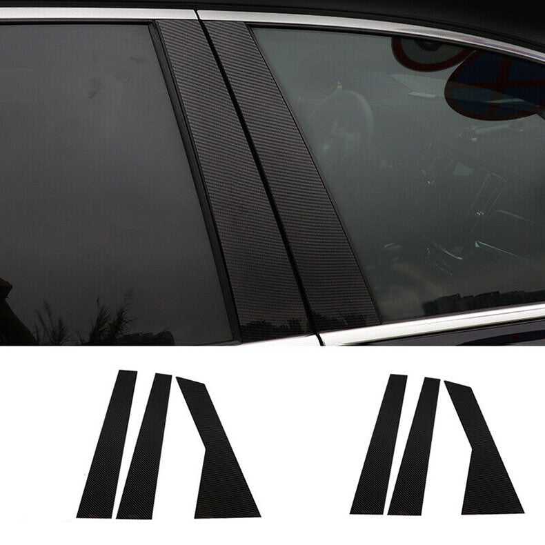for Volvo S90 2017-2022 Carbon Fiber Door Window Pillar Posts Cover Trims Decal