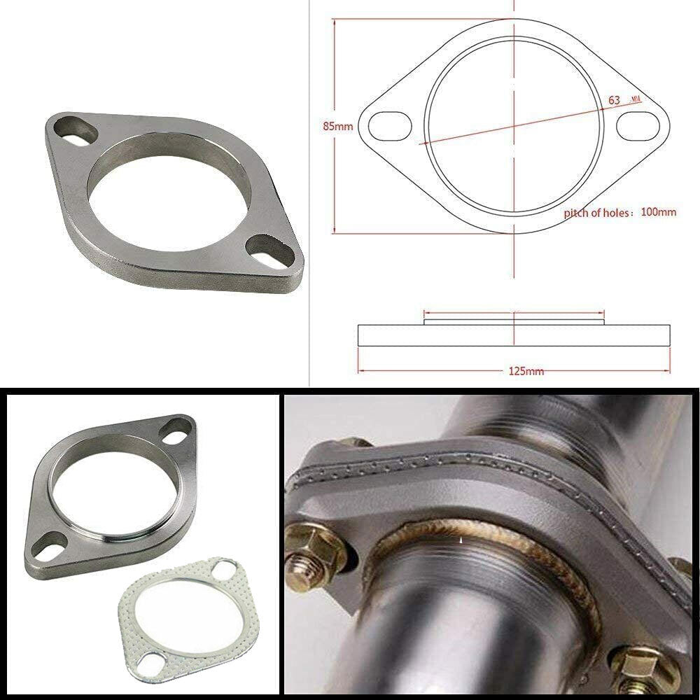 2.5 Exhaust Flange Pipe Header Slotted Bolt Hole Connection Kit With Gasket