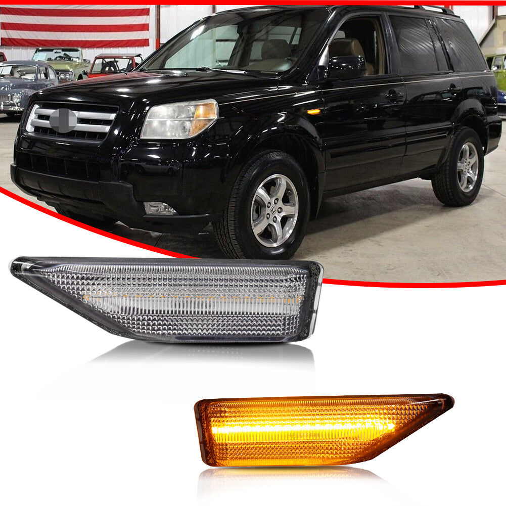 2-Pack Transparent Lens Amber LED Front Park Side Marker Lights for 2006-2008 for Honda Pilots