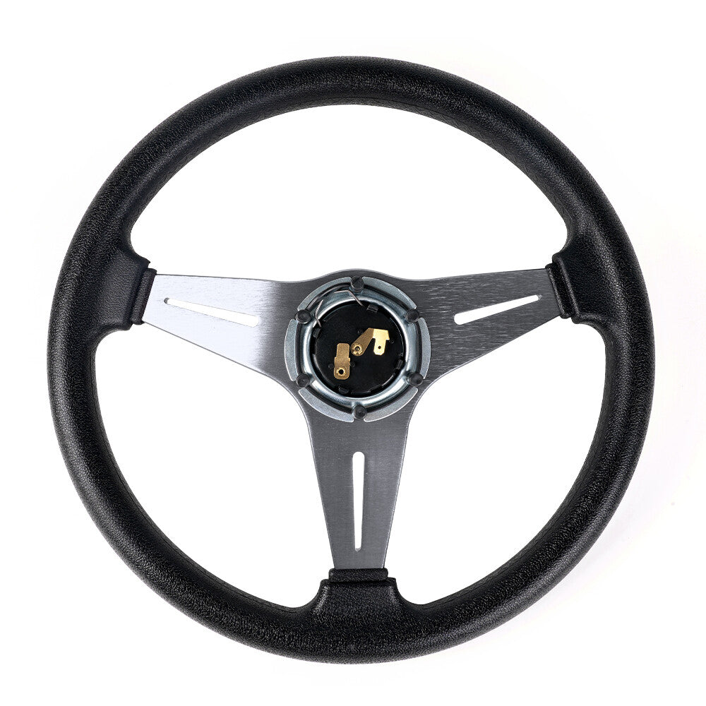 13.4x2.36 Drifting Steering Wheel Aluminum Deep Dish Gray PVC Leather