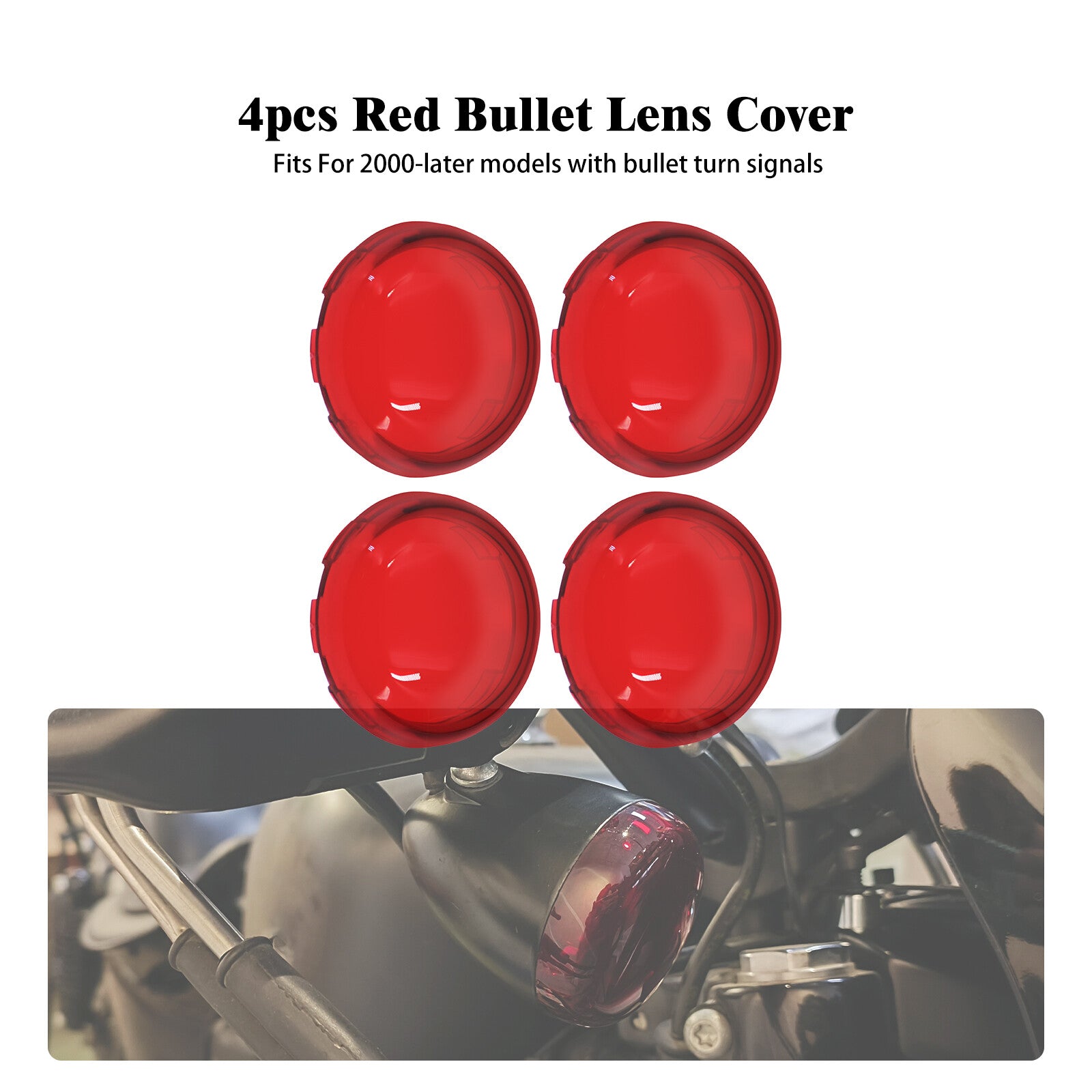 4x Turn Signal Light Red Lens Bullet Style Covers Fit for Harley Glide Sportster