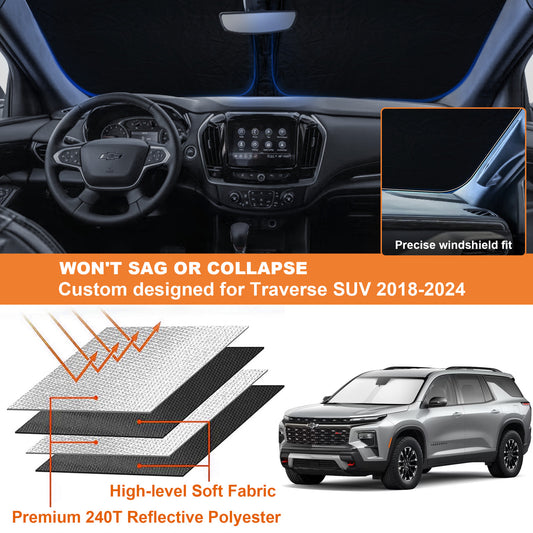 for Chevy Traverse 2018-2022 2023 2024 Windshield Sun Shade UV Block Sun Visor