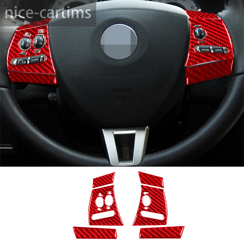 6¡ÁRed Carbon Fiber Interior Steering Wheel Button Cover for Jaguar XF 2009-2011
