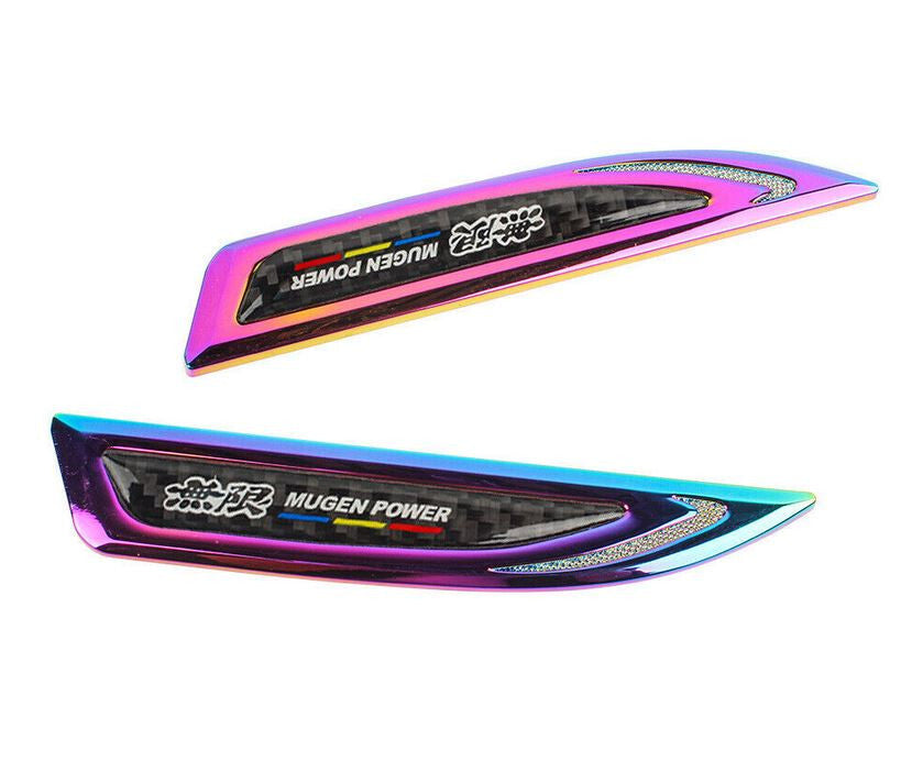 2-piece car side fender badges, rear trunk sticker badges, Mugen Neo chrome carbon