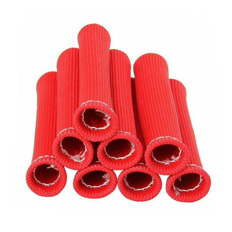 Car Red Spark Plug Wire Boot Protector Sleeve Heat Shield Cover Sleeve Protectio