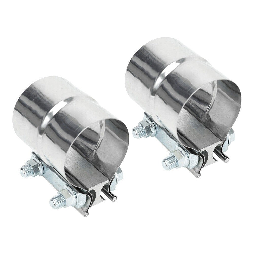 2PCS 2.5 Stainless Steel Lap Joint Band Exhaust Clamp Sleeve Coupler