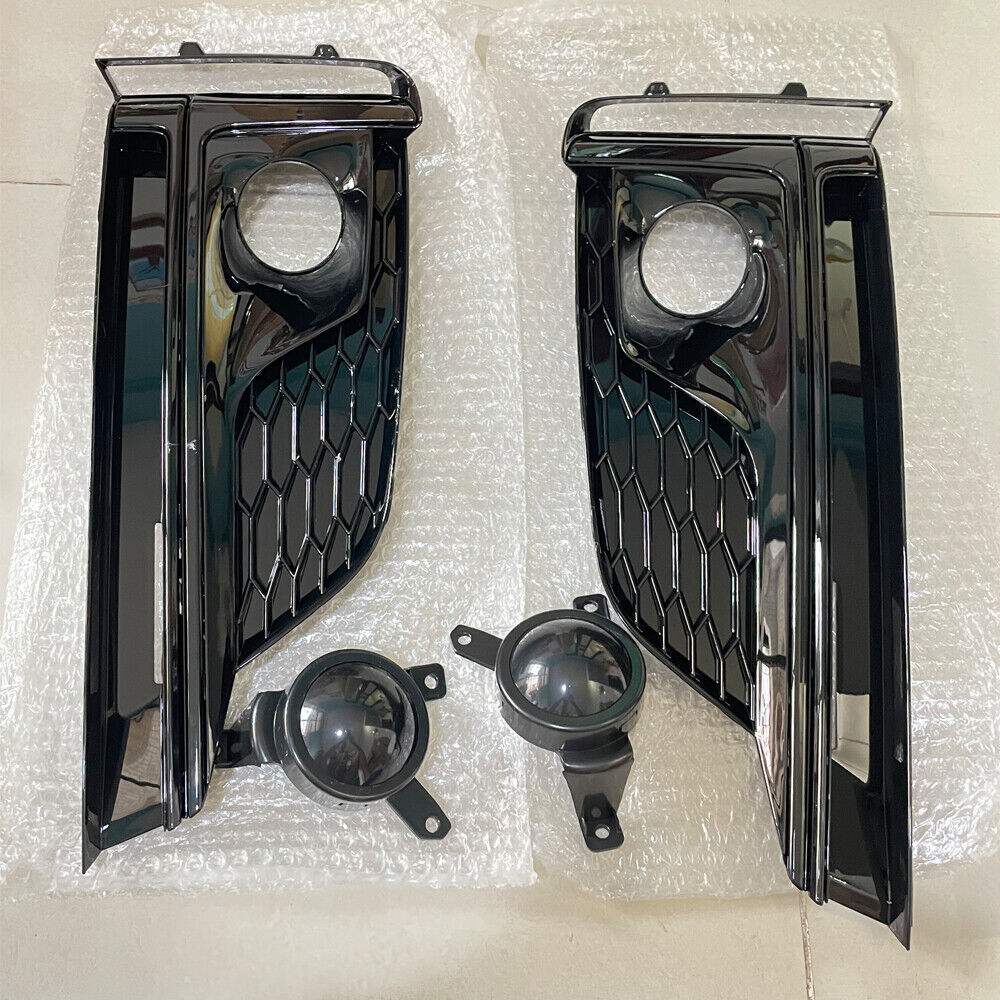 Fog Light Lamp Grille Bumper Cover Grilles W/ACC Fit for Audi S5 2017-2019 Black