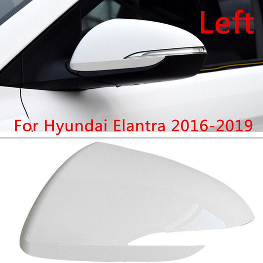 White Left Rearview Door Mirror Cover Shell Cap for Hyundai for Elantra 2016-2019
