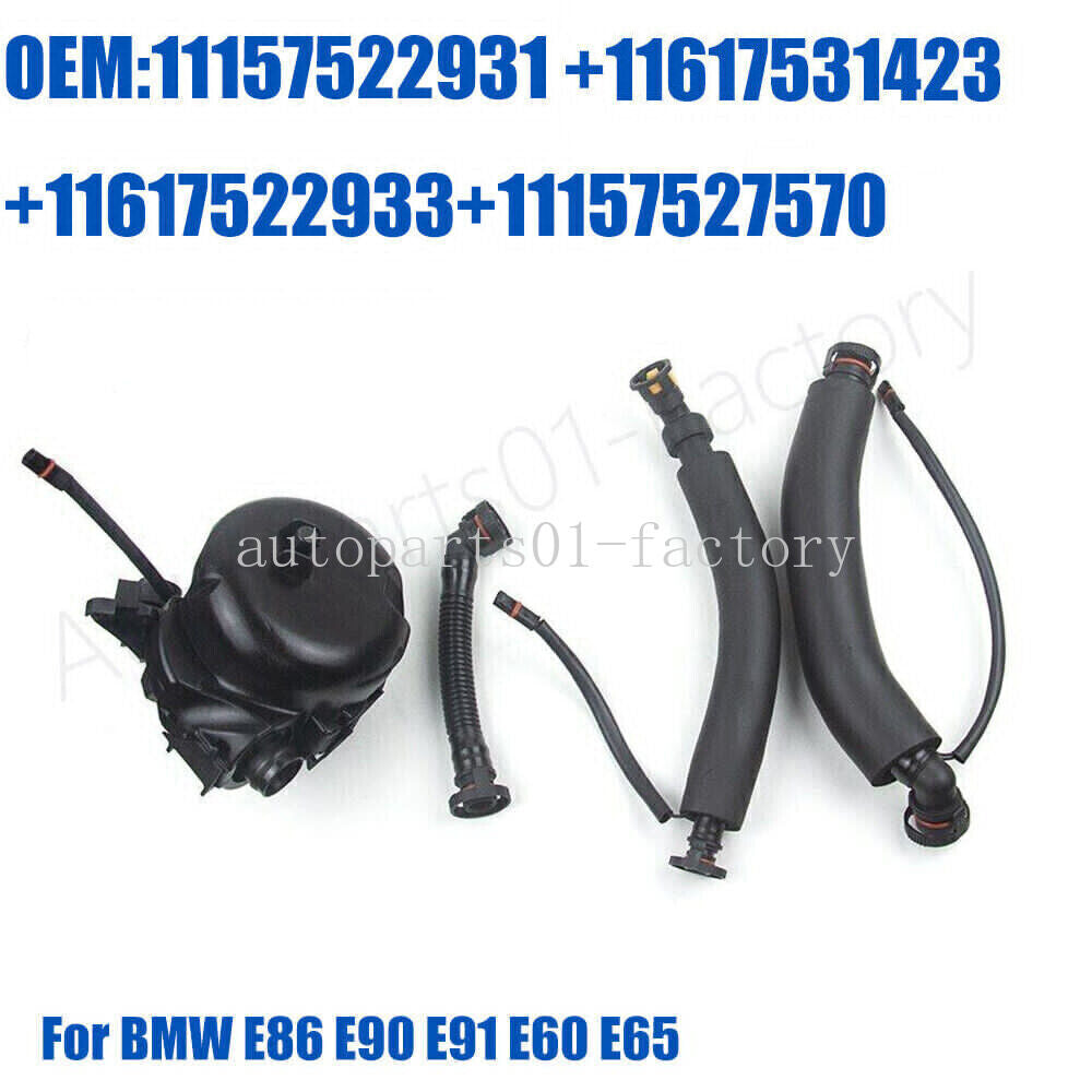 Fits for BMW E86 E90 E91 E60 E65 PCV Crankcase Breather Hose Valve Kit (4PCS)
