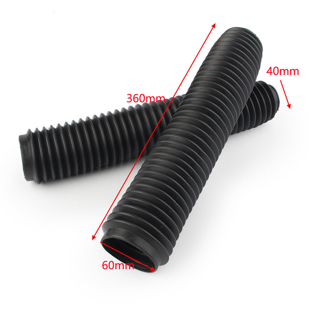 2PCS 40mm Black Rubber Front Fork Shock Gaiter Boots Absorber Dust Cover Custom