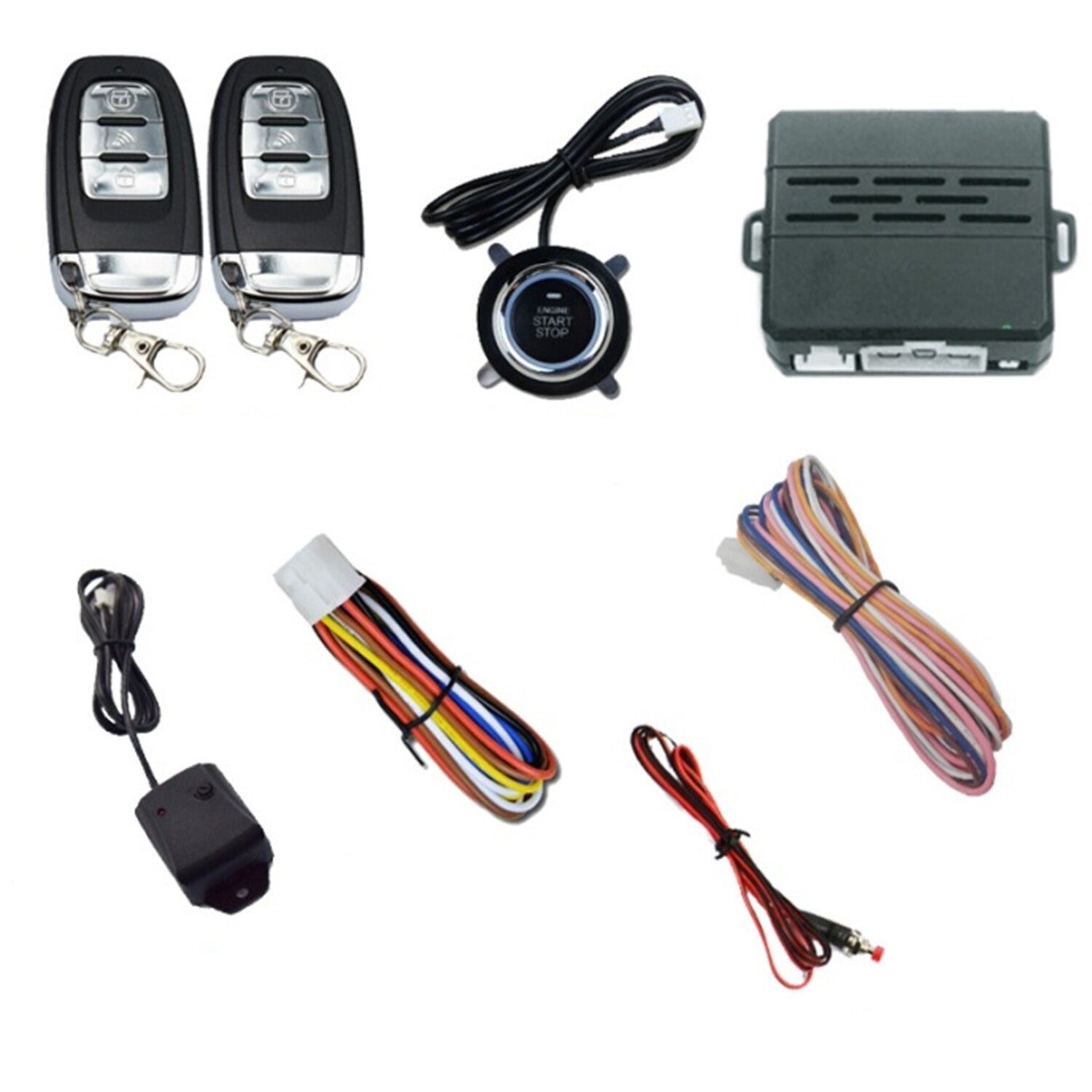Car Engine Ignition Push Button Remote One Key Start Alarm System Security Kit