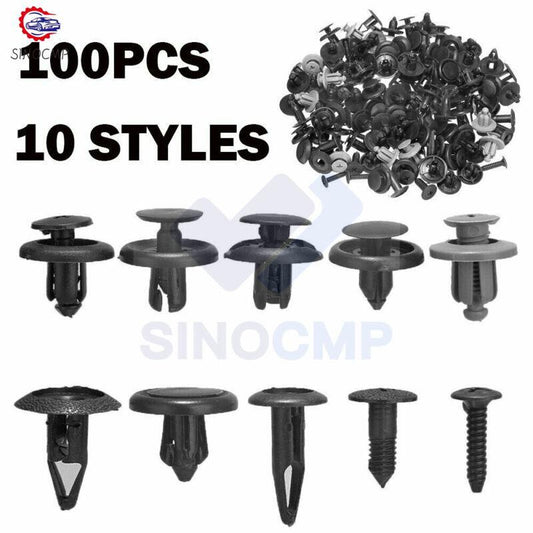 100 Trunk Screw Rivets Set Car Bumper Fender For Auto Plastic Fastener Clip New
