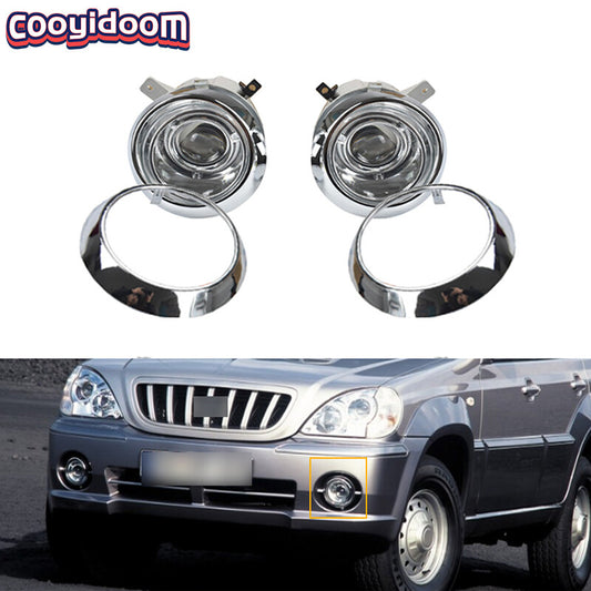 Front bumper fog lights + chrome cover kit for Hyundai Terracan 2.5 3.5 2001 - 2004