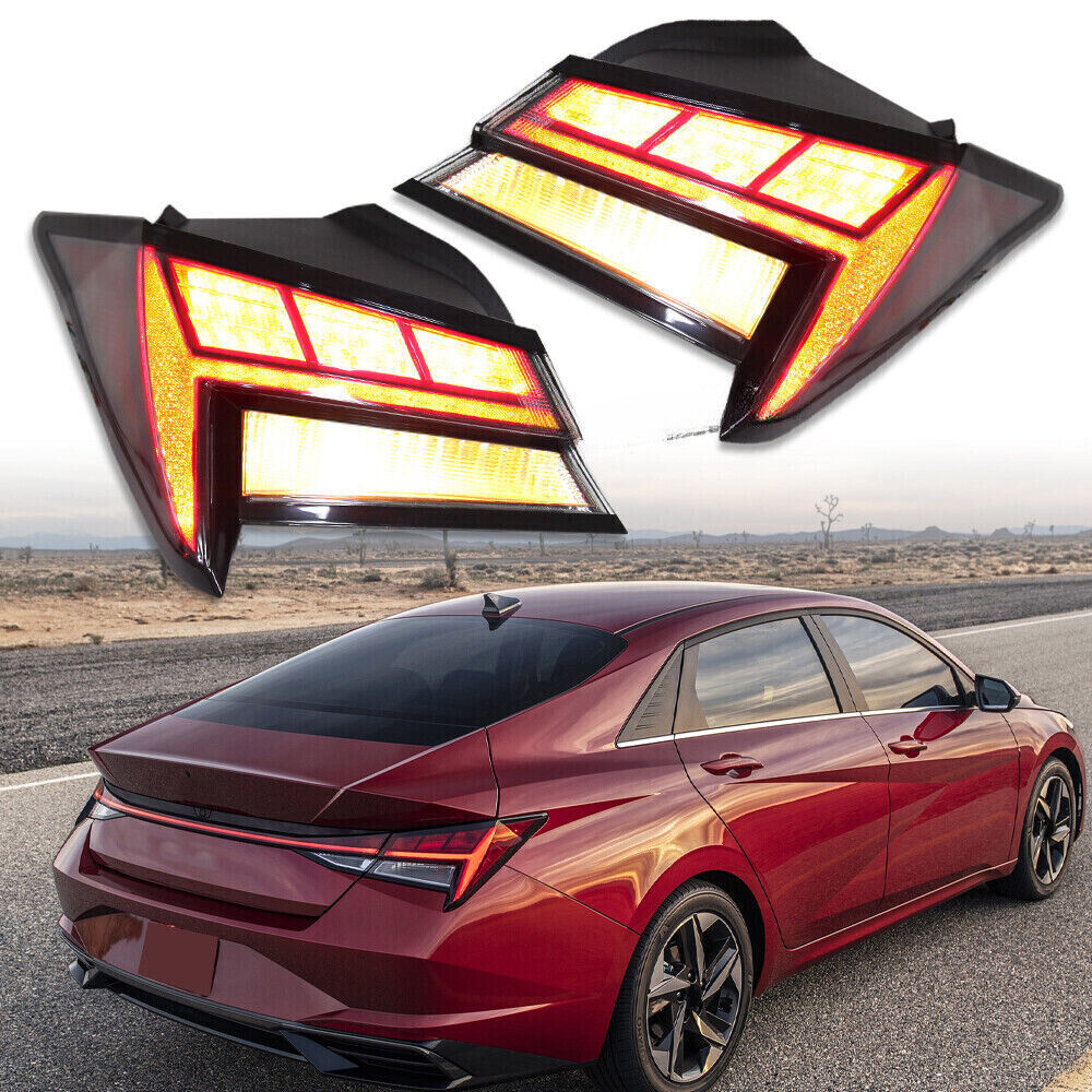Applicable to for Hyundai for Elantra 2021-2022 2X left and right LED taillights and brake lights on the outer edge.