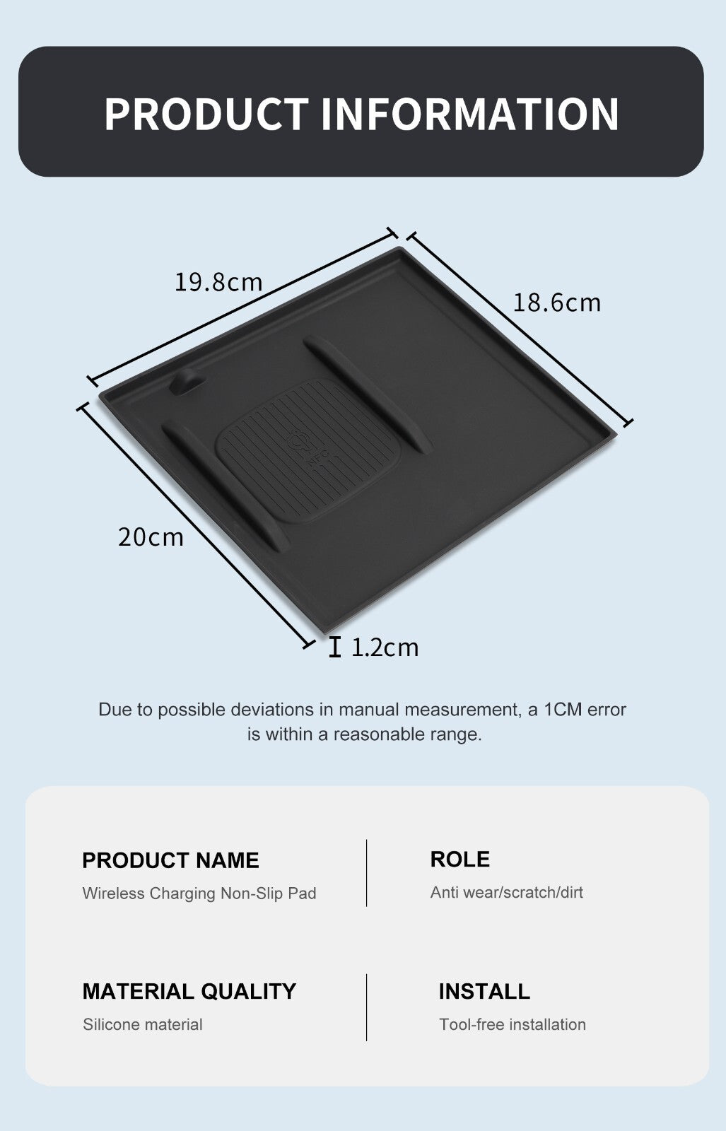 for Hyundai Sonata 2024 N-line Anti-skid Pad Car Phone Non-slip Silicone Pad