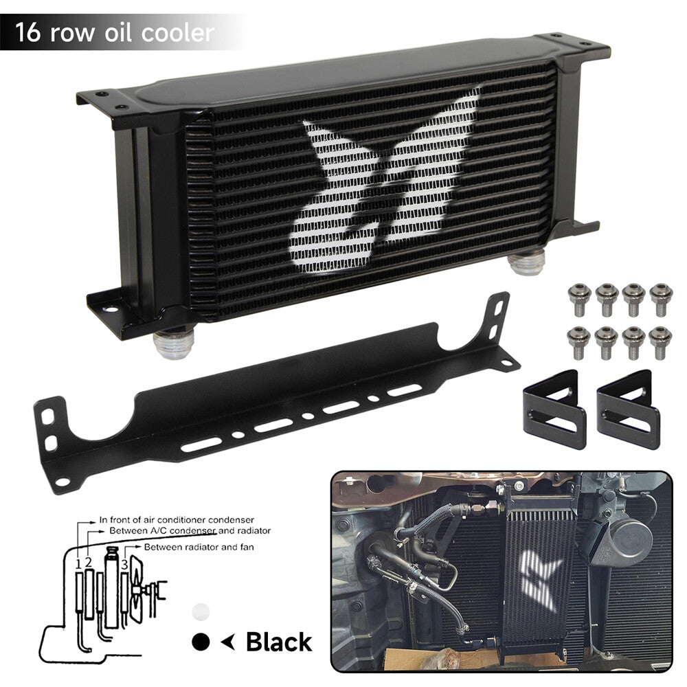16 Row Engine Stacked Plate Oil Cooler Aluminium AN10 Universal+Mounting Bracket