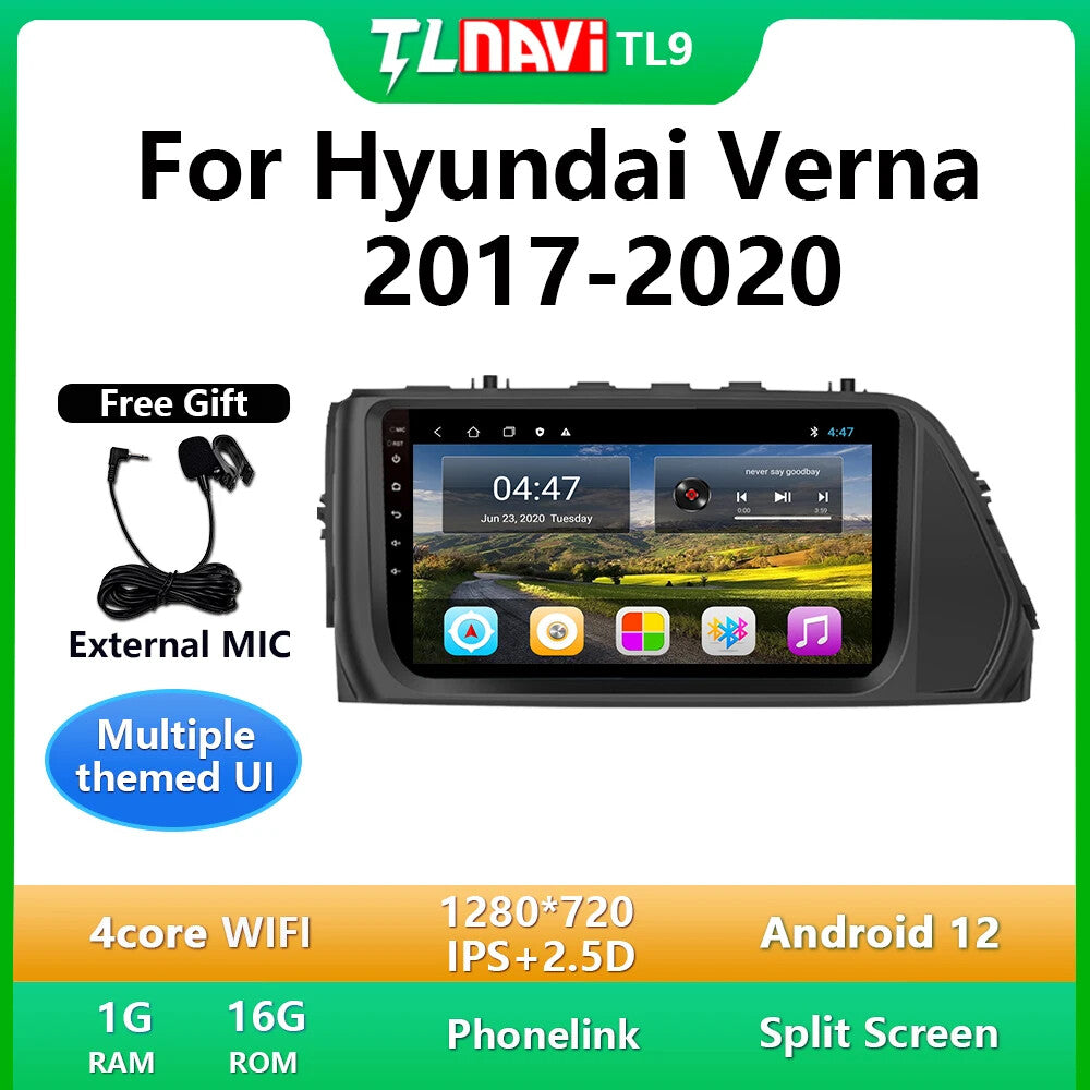 for Hyundai Verna Accent Reina Sedan 2017-2020 Auto Carplay Car Radio GPS Screen