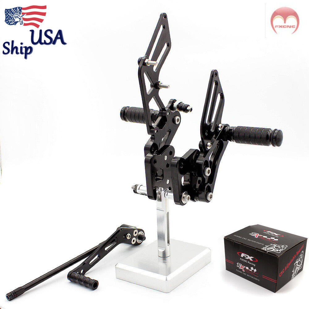 CNC aluminum alloy pedals suitable for Suzuki GSXR600/750 2006-2010 models, including footstool, gears, and spikes.