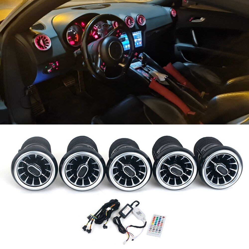 5-Piece LED Front AC Air Vent Socket Turbo Trim Kit for Audi TT 2007-2014