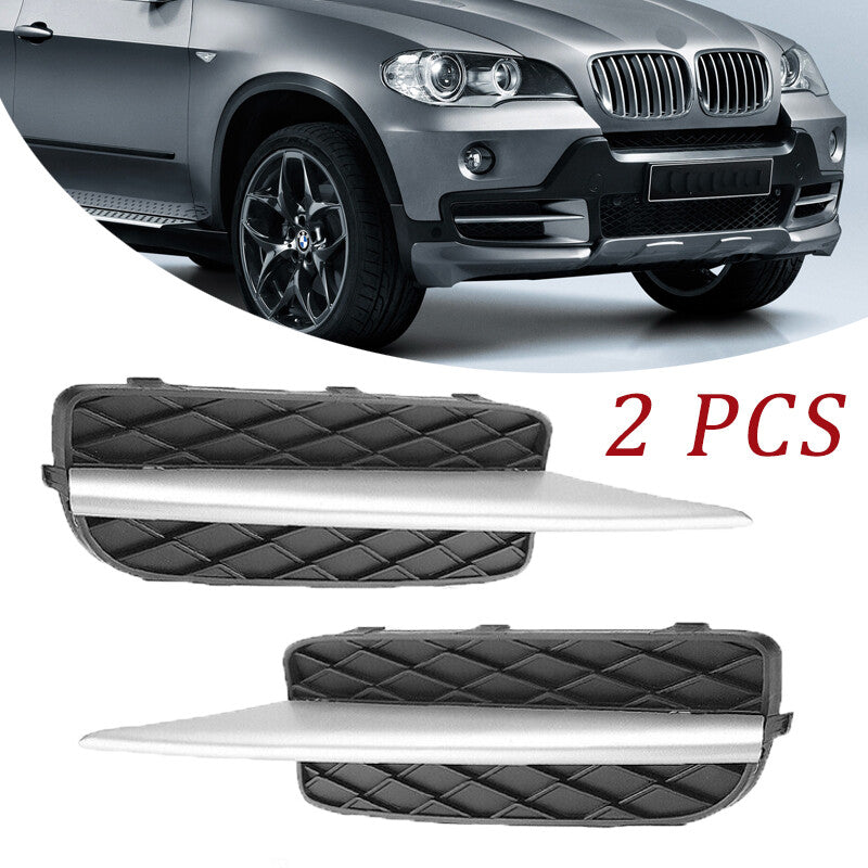 A pair of chrome-plated front bumper grille covers are suitable for 2007-2010 for BMW X5s.