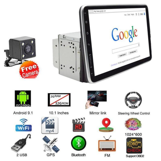 10.1in Wifi 4G 32+2GB Car Stereo FM Radio Multimedia GPS Navi Player Android 9.1