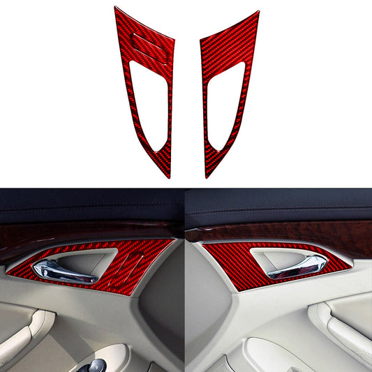 3X Front Door Handle Trim Cover Carbon Fiber for CADILLAC CTS SPORT 2008-UP Red