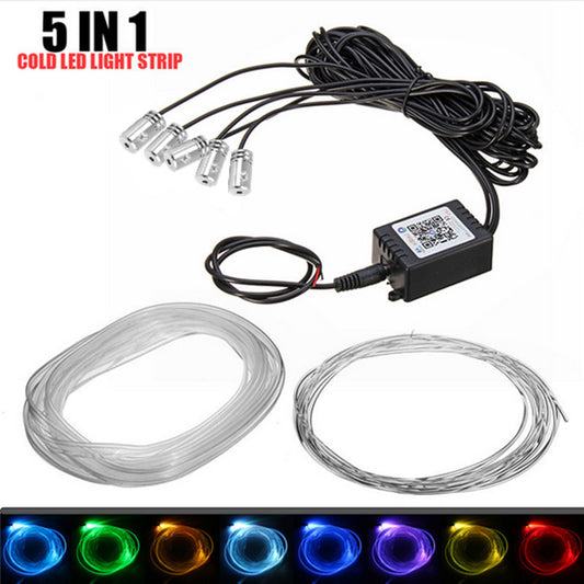 5In1 Car Phone APP Control RGB Neon LED Strip Light Tube Atmosphere Decor Lamp